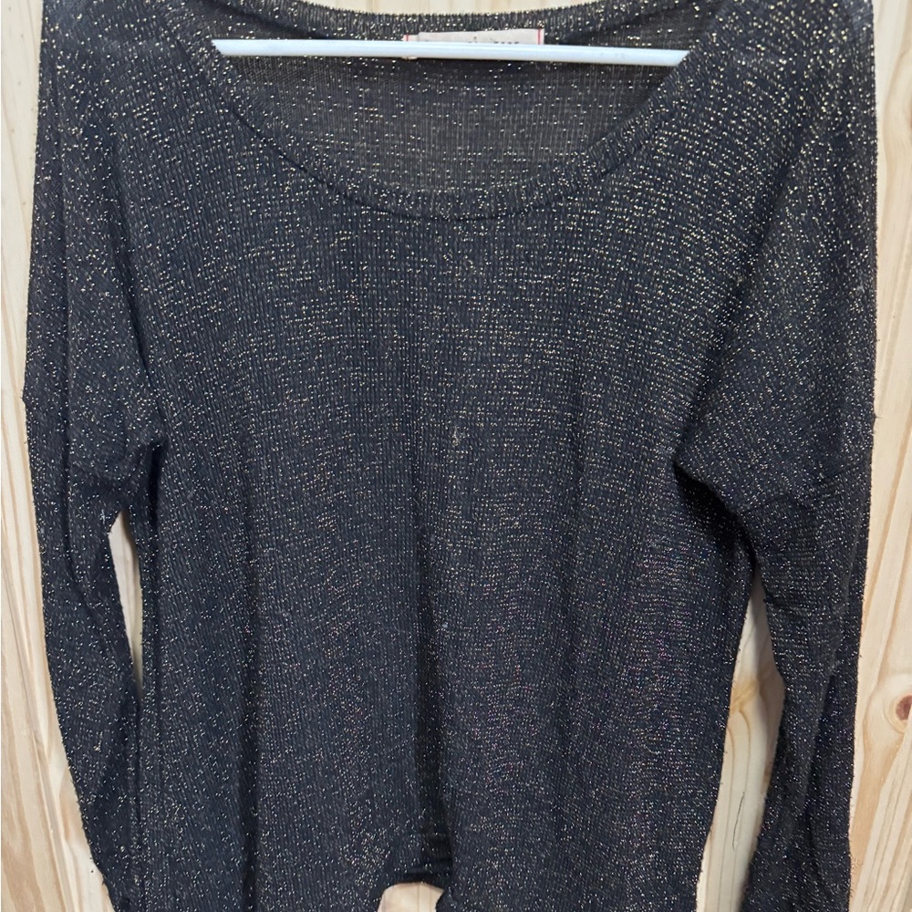 Women’s Medium Tee By Big Star Black Gold Metallic Lightweight Sweater